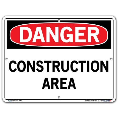 Vestil Aluminum Sign, 9-1/2" Height, 12-1/2" Width, Aluminum, Rectangle, English SI-D-56-B-AL-040
